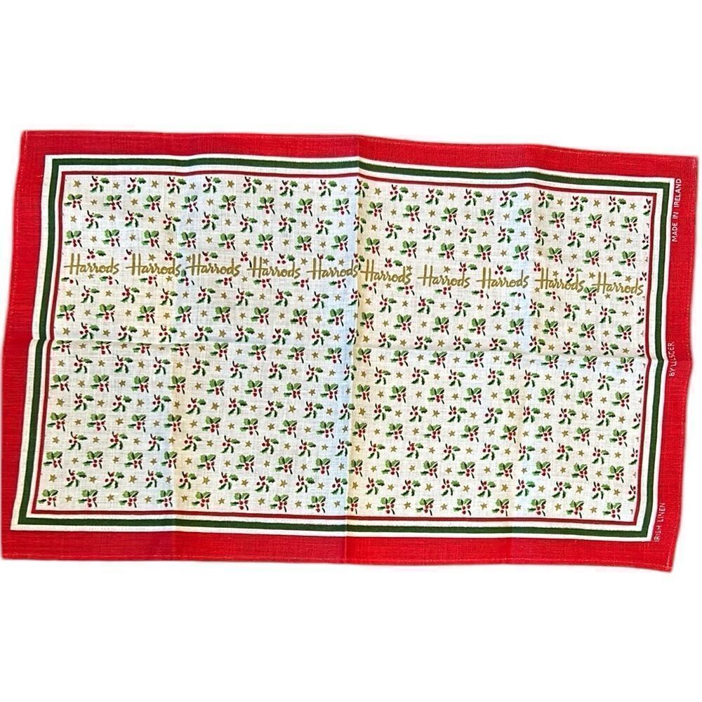 Harrod’s Christmas tea towel linen new without tags